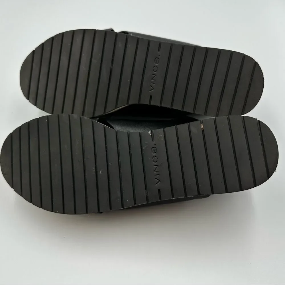 Vince Black Leather Platform Sandals Women's SZ 8.5 Versatile Comfortable